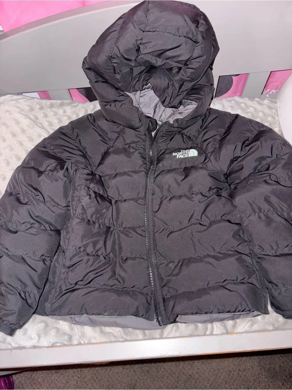The North Face Kids' Black Puffer Jacket with Hood Reversal